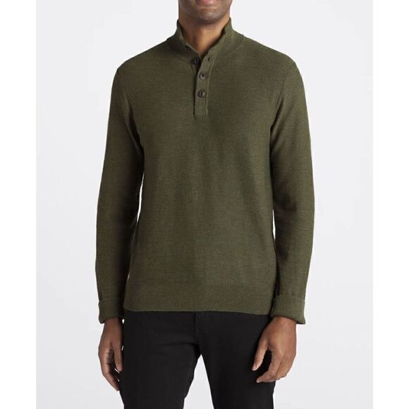 Alesbury  NWT Riverside Button Mock‎ Neck Sweater Men's Large Green Pullover - Picture 1 of 15
